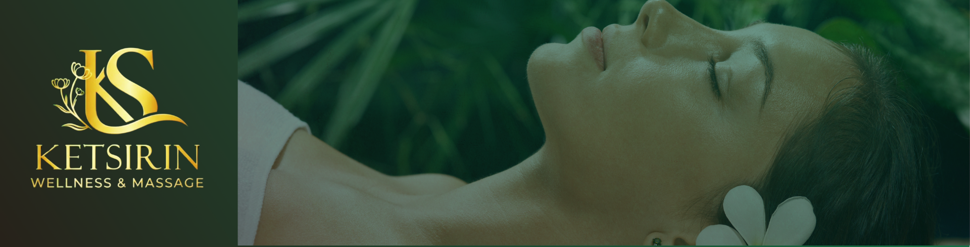 Woman receiving authentic Thai massage treatment at Ketsirin Wellness spa in Phuket, surrounded by tropical greenery